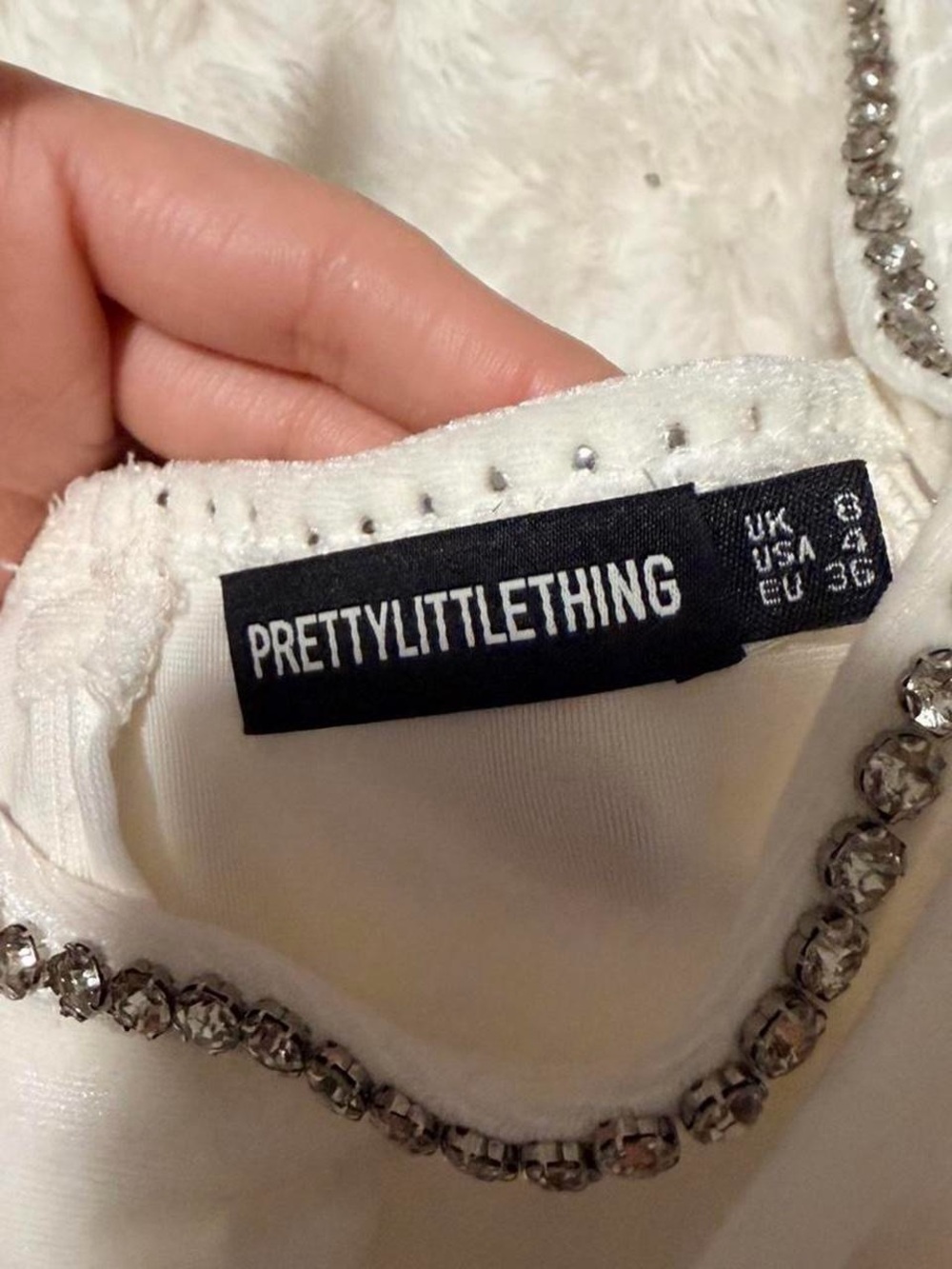 Pretty Little Thing white velvet corset top - Picture 6 of 8